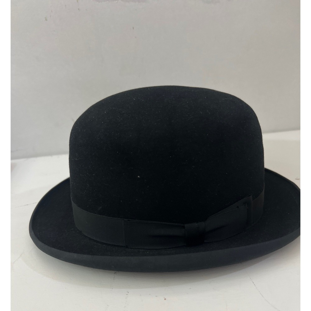 Vintage Knox Superfine Wool Bowler Derby Hat Black 1950s 60s Wallace Corning NY